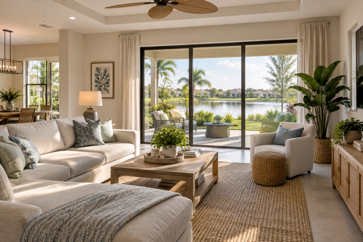 A bright Central Florida living room, illustrative